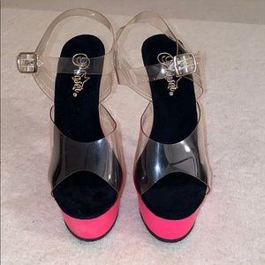 Pleaser Adore - glow in the dark hot pink heels